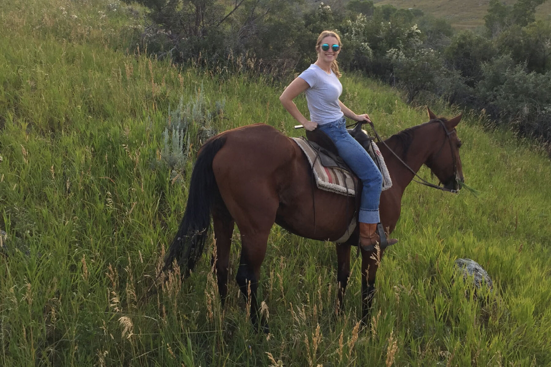 Woman riding horseback